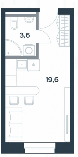 Студия 23.2 м²