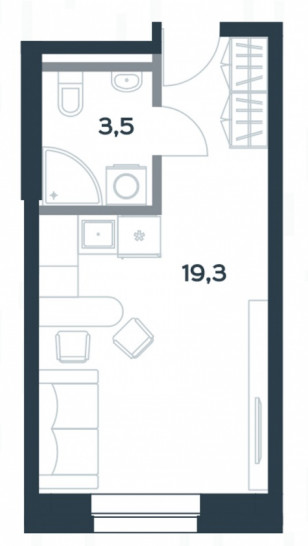 Студия 22.8 м²