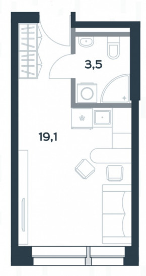 Студия 22.6 м²