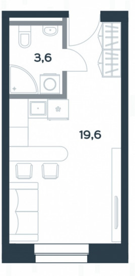 Студия 23.2 м²
