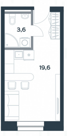 Студия 23.2 м²