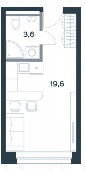 Студия 23.2 м²